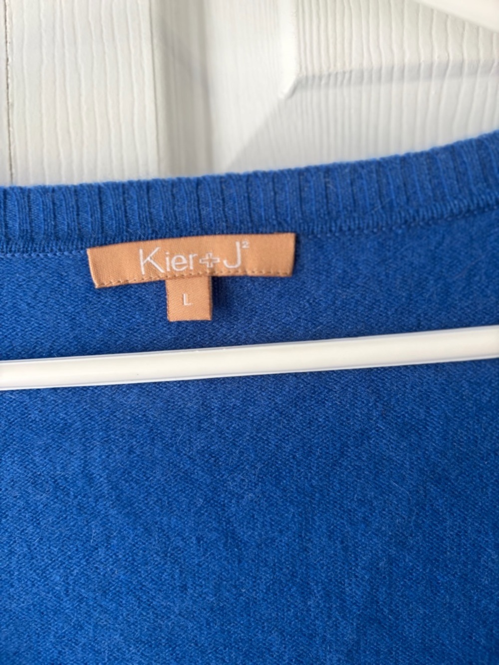 KIER + J Women's 100% Cashmere V Neck Button Down blue Sweater Size Large - Picture 2 of 4